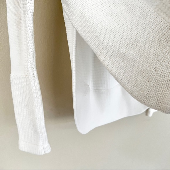 HELMUT LANG Baseball Hem Textured Inlay Split Side Sweater in Optic White - Picture 9 of 11